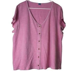 Old Navy cotton t-shirt light pink XL v-neck buttons